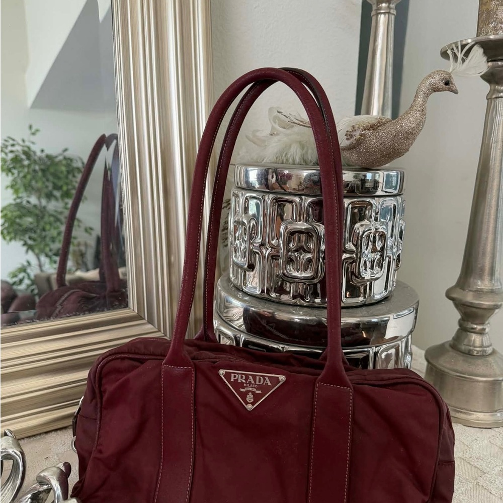 Prada Burgundy baguette big logo